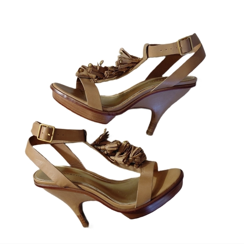 Anthropologie Leifsdottir Heels Brown Tassled Platform Sandals Size 6